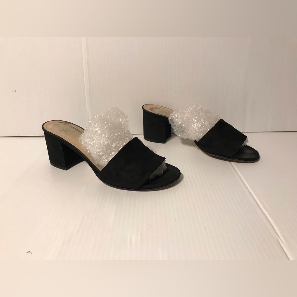 The Shoe box black suede slip on heel block sandals size 38 / 7.5 US